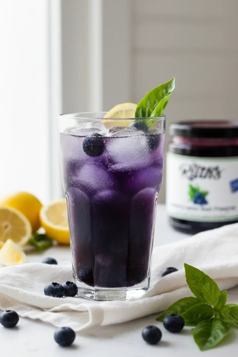 Mrs. Ruth's Blueberry Lemon Basil Mocktail